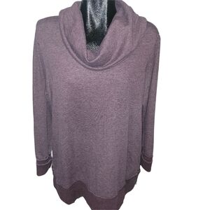 Natural Reflections Draped Cowl Neck Sweater In Heathered Purple Size XL